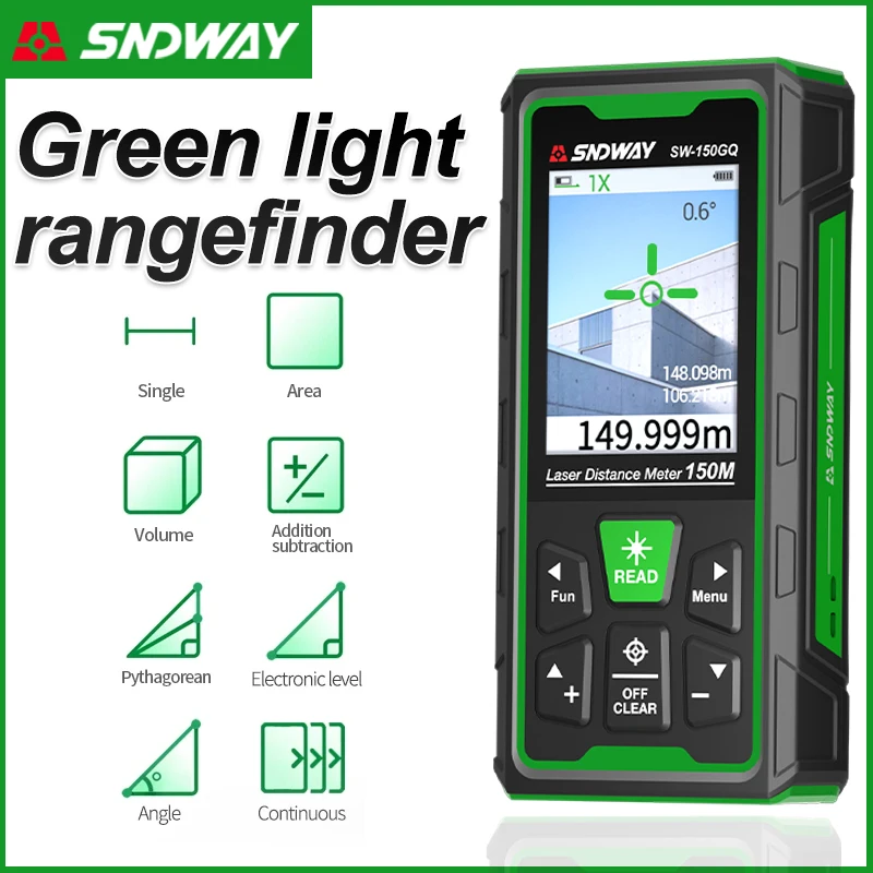 Industrial Laser Measurement - เครื่องวัดระยะด้วยเลเซอร์สีเขียว ดิจิตอลเรนจ์ไฟน์เดอร์ ระยะวัด 150ม. 100ม. 80ม.