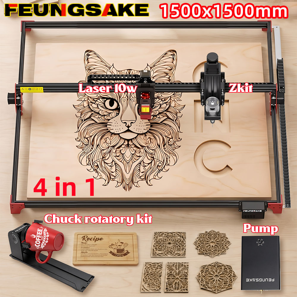 Air Assist Pump Laser - เครื่องแกะสลักและตัดด้วยเลเซอร์ FEUNGSAKE 40w พร้อมปั๊มลมช่วย สำหรับงานไม้ เครื่องแกะสลักเลเซอร์
