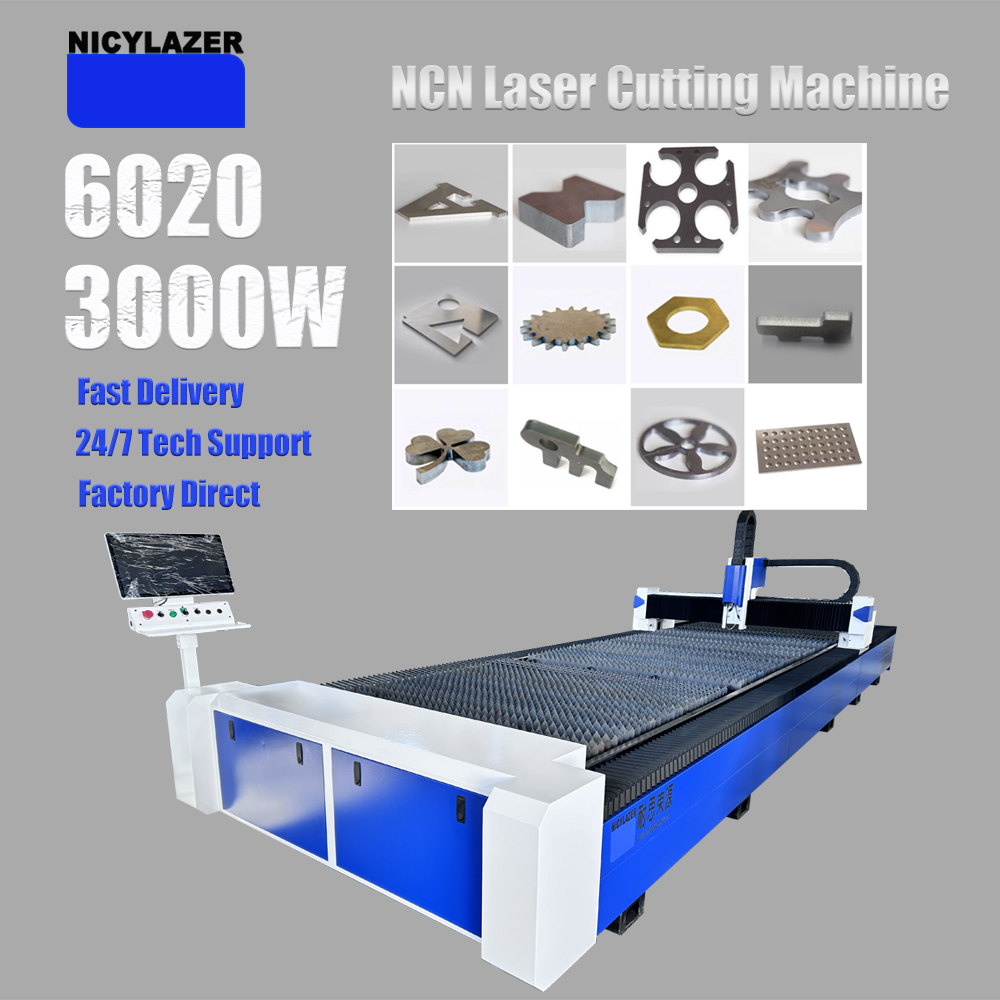 Industrial Laser Cutter For Metal - เครื่องตัดไฟเบอร์เลเซอร์ CNC 3000W 6020 สำหรับตัดโลหะแผ่นเหล็ก อุปกรณ์อุตสาหกรรม