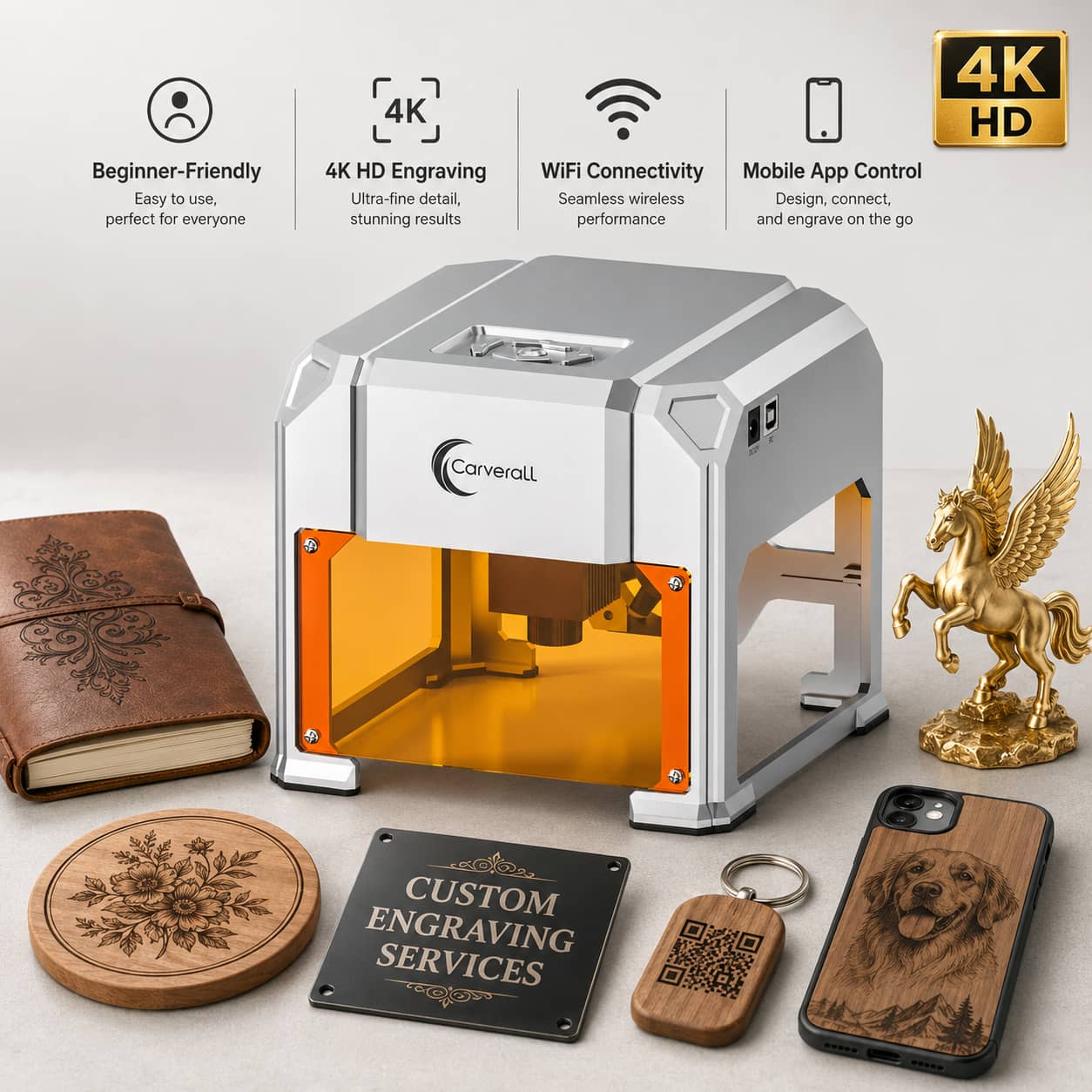 Industrial Laser Cutting Machine - เครื่องแกะสลักเลเซอร์ Carverall รุ่น K4 3W, A1