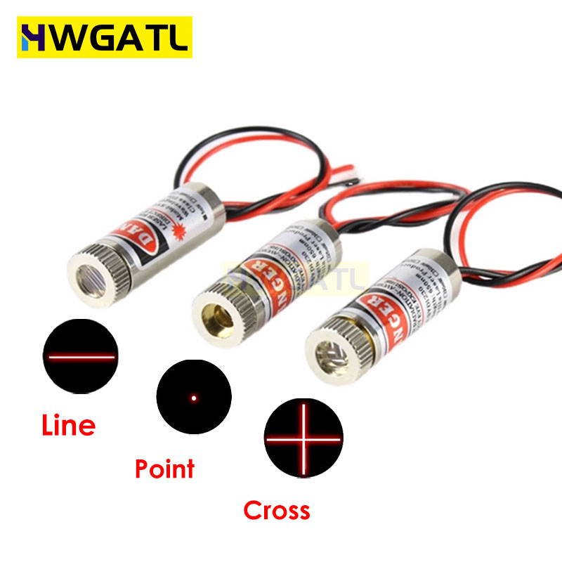 Industrial Laser Line - 650nm 5mW จุดสีแดง/สาย/โมดูลเลเซอร์ข้ามหัวแก้วเลนส์โฟกัสปรับโฟกัสเลเซอร์ไดโอดหัวอุตสาหกรรม Class