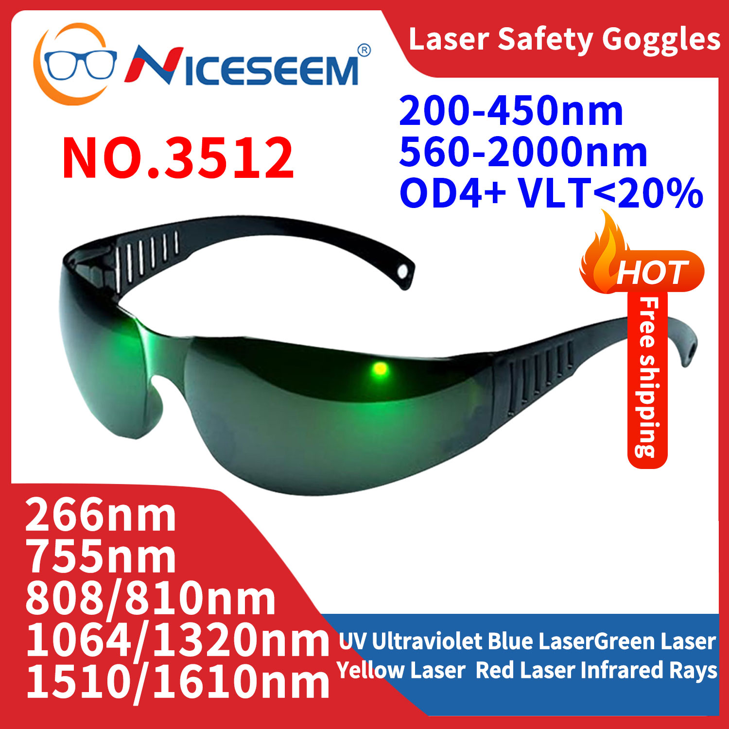 แว่นตาป้องกันรังสี UV IR IPL ผ - Industrial Laser Glasses บทวิจารณ์และราคา
